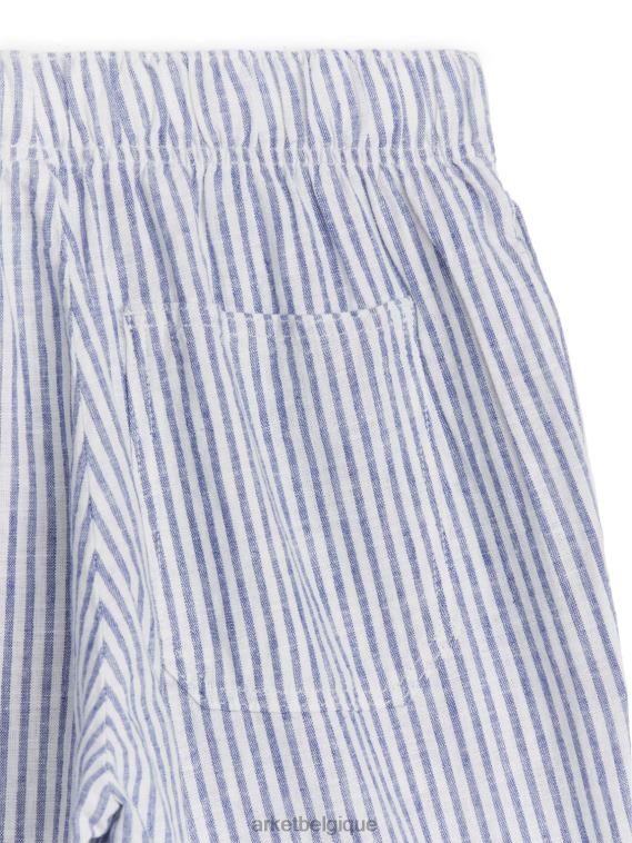 ARKET pantalon décontracté en lin enfants bleu/rayure T46DR1562 vêtements