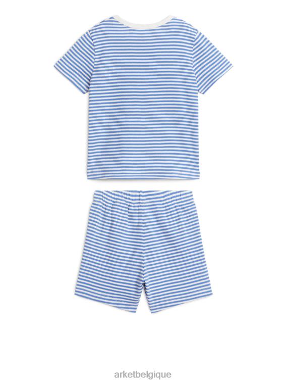 ARKET ensemble de pyjama court en jersey enfants bleu blanc T46DR1669 vêtements