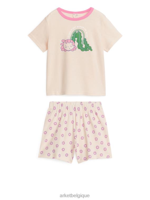 ARKET ensemble de pyjama court en jersey enfants orange clair/fleur T46DR1664 vêtements