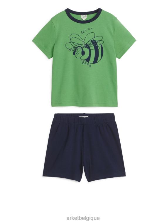 ARKET ensemble de pyjama court en jersey enfants vert/bourdon T46DR1663 vêtements
