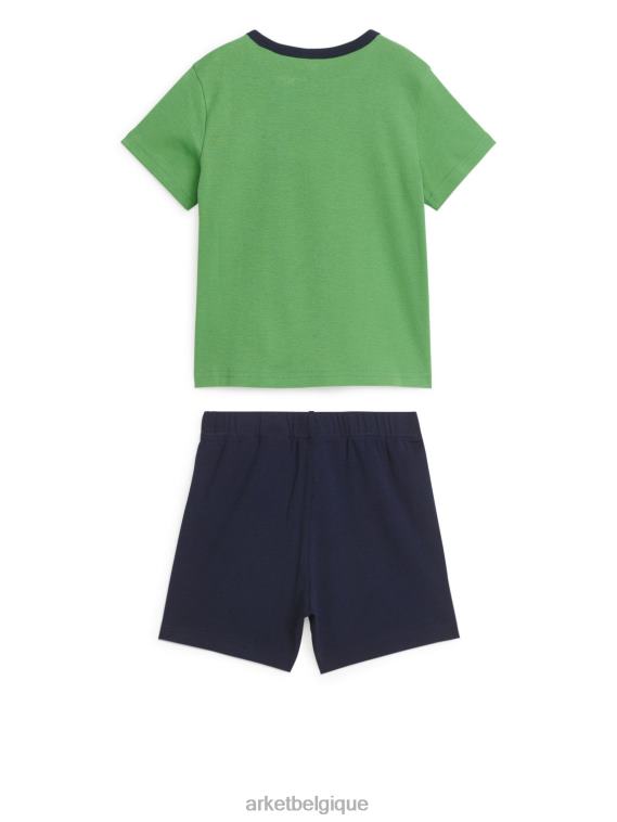 ARKET ensemble de pyjama court en jersey enfants vert/bourdon T46DR1663 vêtements