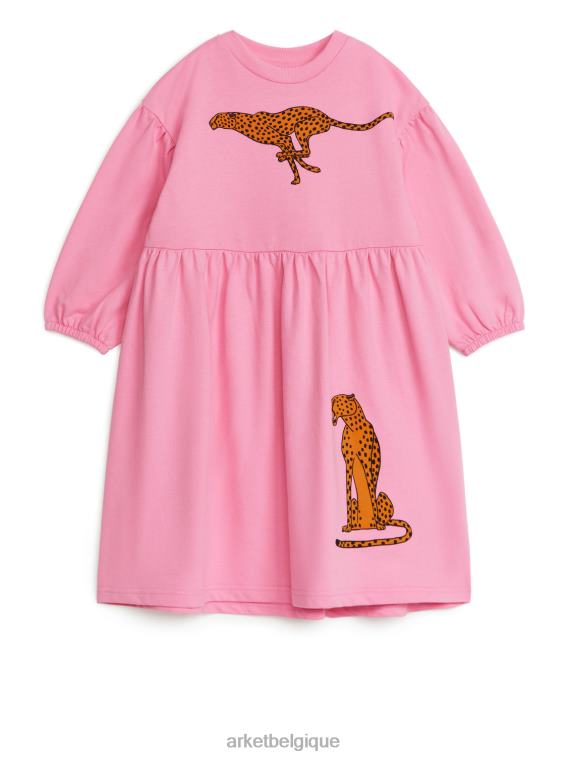 ARKET robe en éponge froncée enfants rose/guépard T46DR1374 vêtements