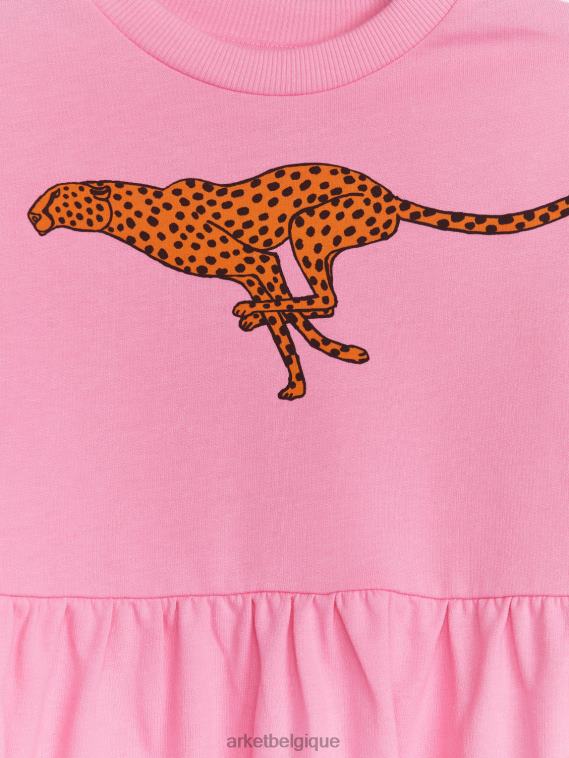 ARKET robe en éponge froncée enfants rose/guépard T46DR1374 vêtements