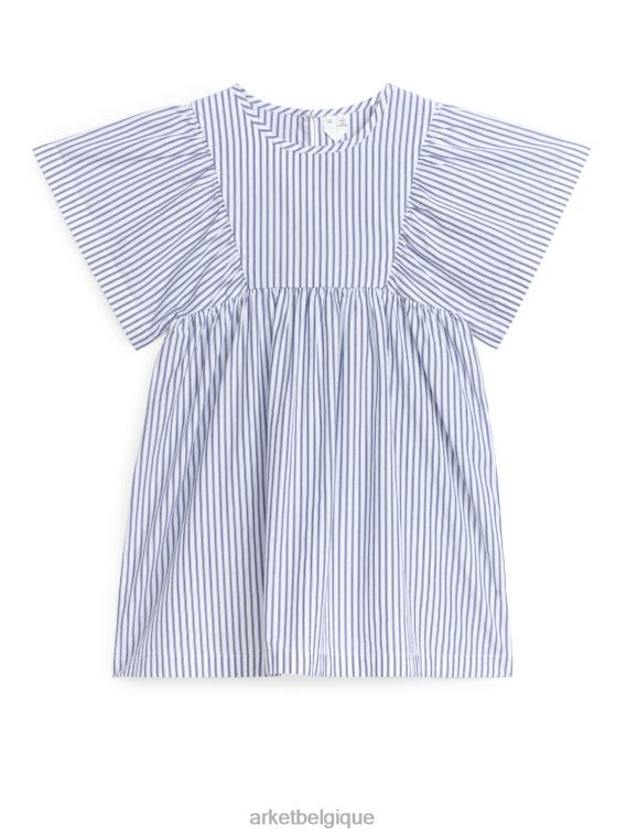 ARKET robe en popeline de coton enfants blanc bleu T46DR1382 vêtements