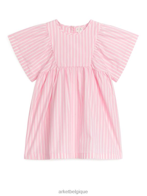 ARKET robe en popeline de coton enfants rose/rayure T46DR1381 vêtements