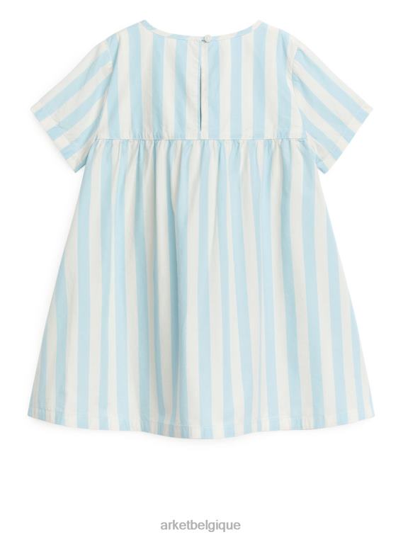 ARKET robe en popeline de coton pima enfants blanc/bleu clair T46DR1372 vêtements
