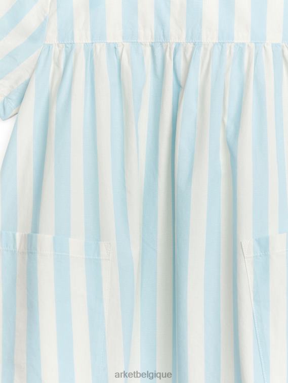 ARKET robe en popeline de coton pima enfants blanc/bleu clair T46DR1372 vêtements