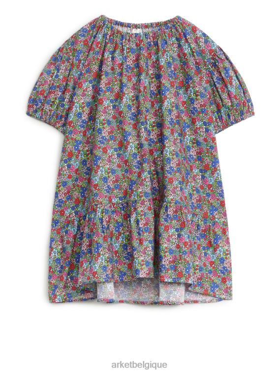 ARKET robe froncée en coton enfants multi/fleurs T46DR1371 vêtements
