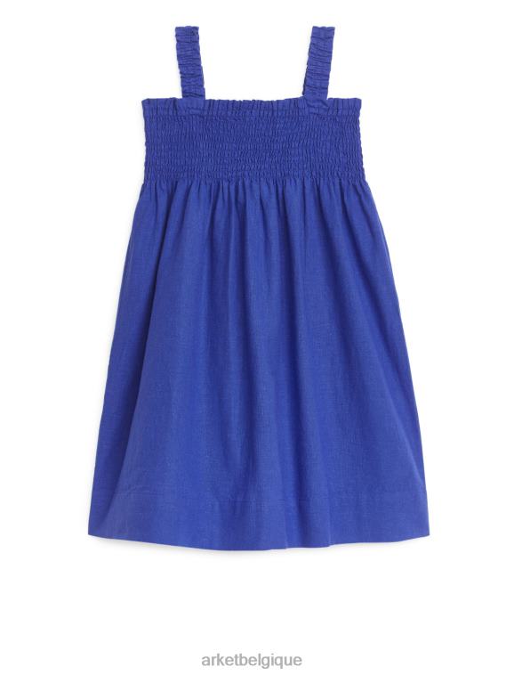 ARKET robe smockée en seersucker enfants bleu T46DR1375 vêtements