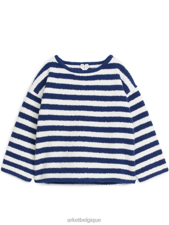 ARKET pull coupe boxy pelucheux enfants bleu foncé/blanc T46DR1511 vêtements