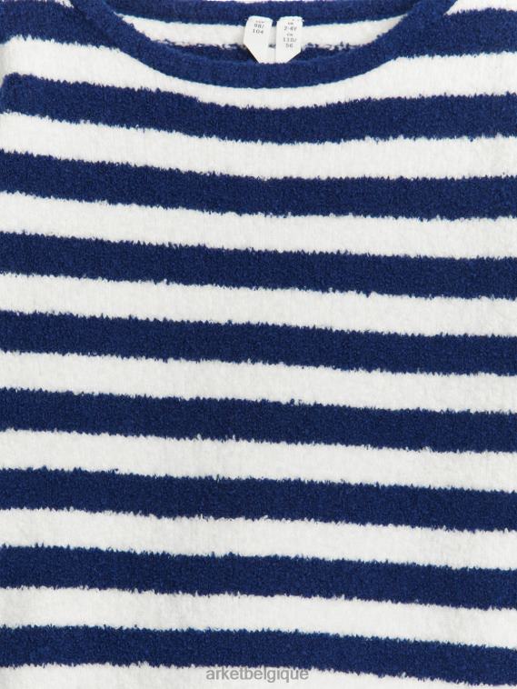 ARKET pull coupe boxy pelucheux enfants bleu foncé/blanc T46DR1511 vêtements