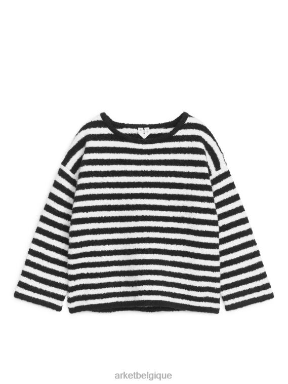ARKET pull coupe boxy pelucheux enfants noir blanc T46DR1523 vêtements