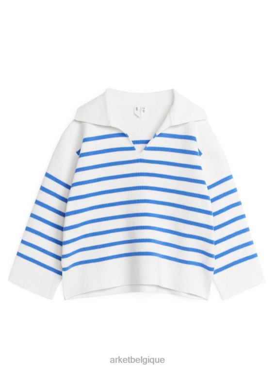 ARKET pull en coton enfants bleu vif/blanc T46DR1620 vêtements