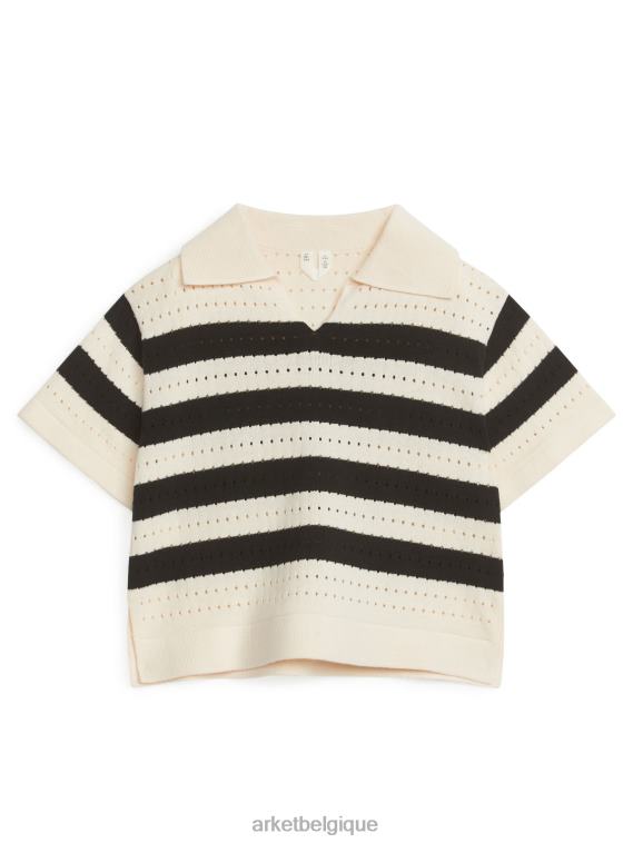 ARKET pull à manches courtes en pointelle enfants bande noire T46DR1480 vêtements