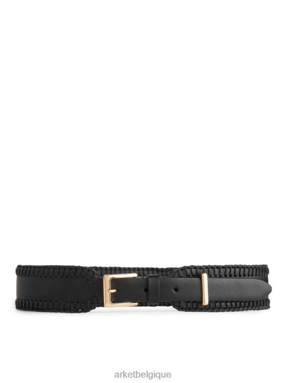 ARKET ceinture en cuir à point de surjet femmes noir T46DR832 accessoires
