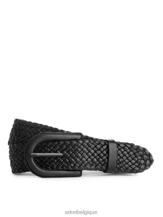 ARKET ceinture en cuir tressé femmes noir T46DR837 accessoires