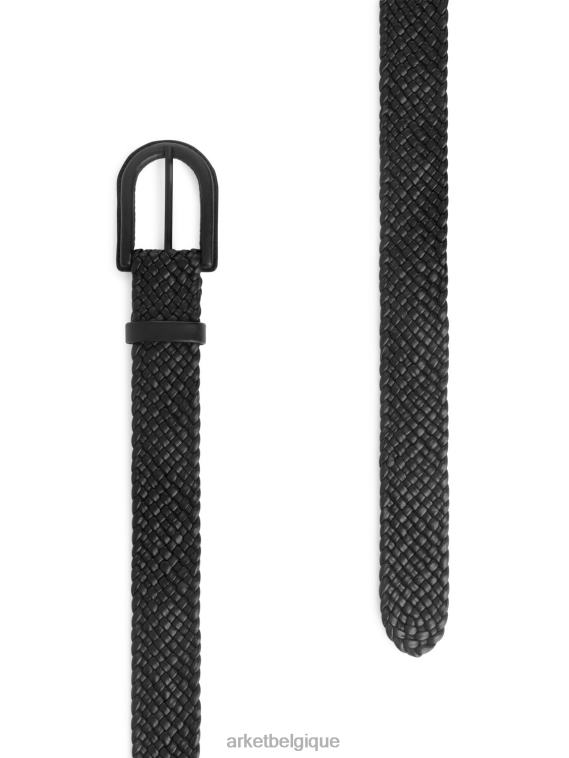 ARKET ceinture en cuir tressé femmes noir T46DR837 accessoires
