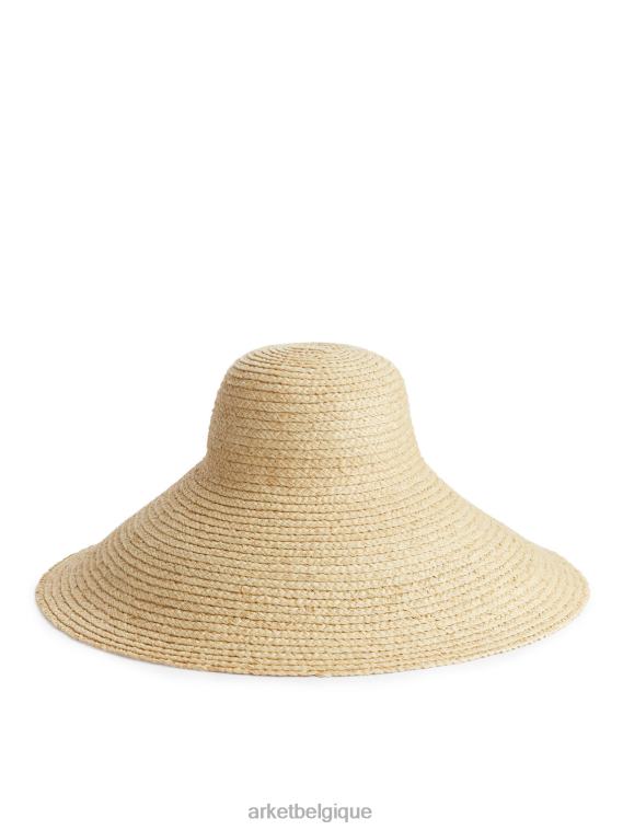 ARKET chapeau de paille à large bord femmes beige T46DR647 accessoires