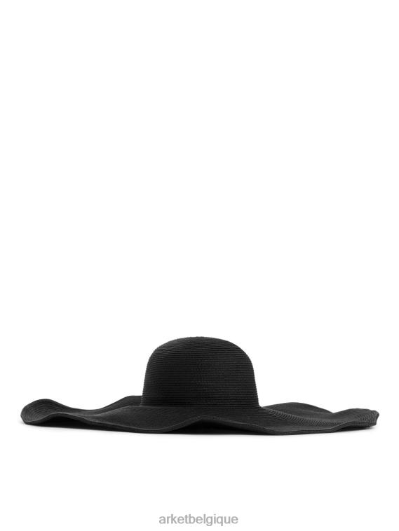 ARKET chapeau de paille à large bord femmes noir T46DR823 accessoires