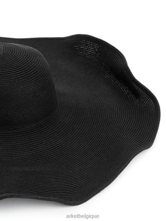 ARKET chapeau de paille à large bord femmes noir T46DR823 accessoires