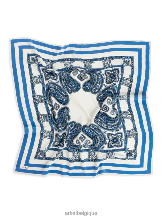 ARKET foulard en soie imprimé femmes blanc cassé/bleu T46DR843 accessoires