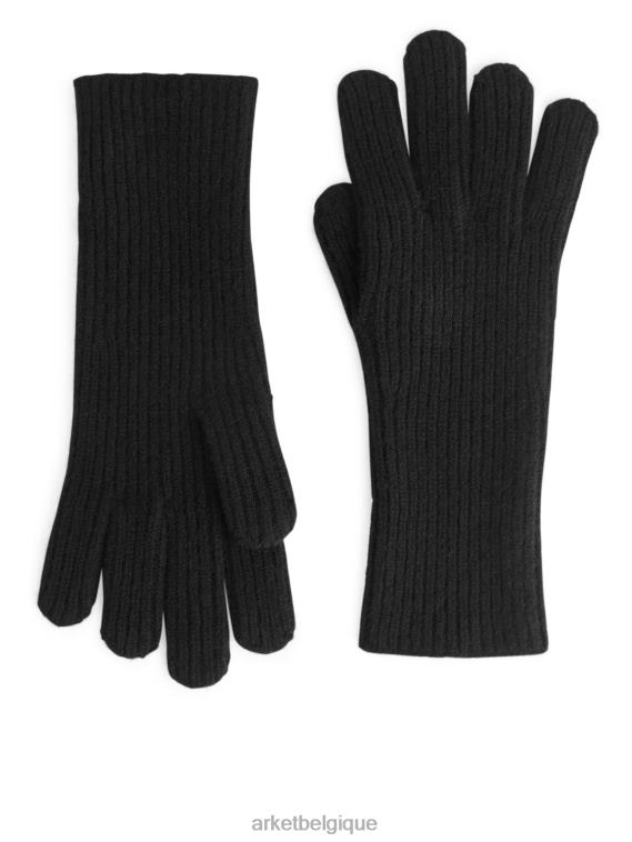 ARKET gants tricotés en mélange de cachemire femmes noir T46DR890 accessoires