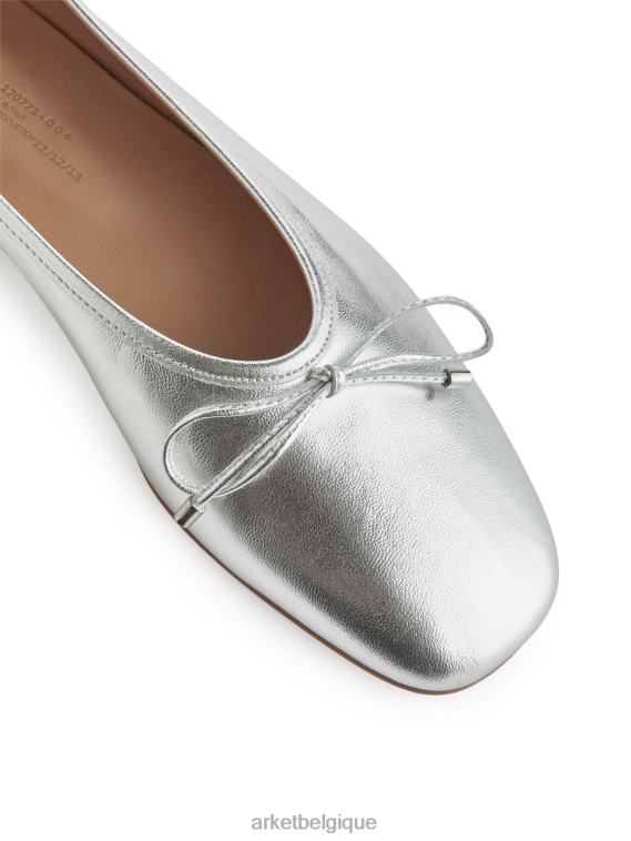 ARKET ballerines en cuir femmes argent T46DR714 chaussure