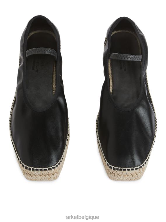 ARKET espadrilles en cuir femmes noir/beige T46DR715 chaussure