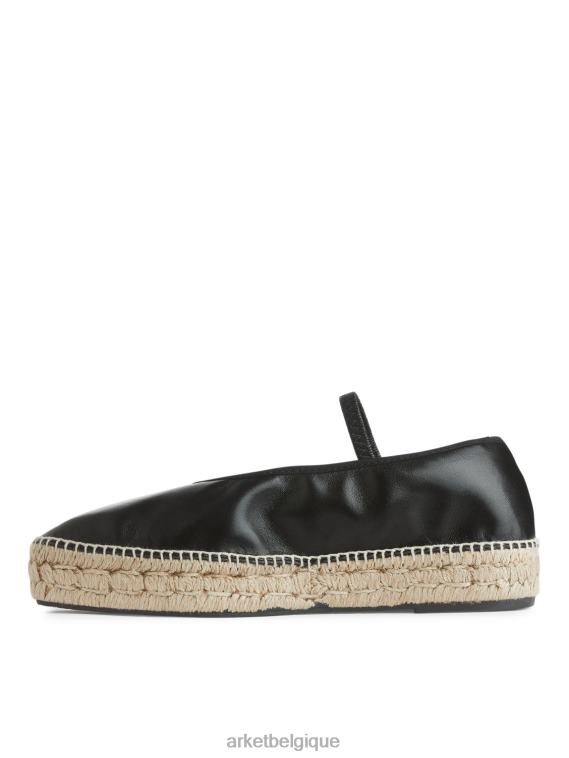 ARKET espadrilles en cuir femmes noir/beige T46DR715 chaussure