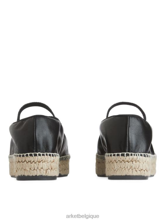 ARKET espadrilles en cuir femmes noir/beige T46DR715 chaussure