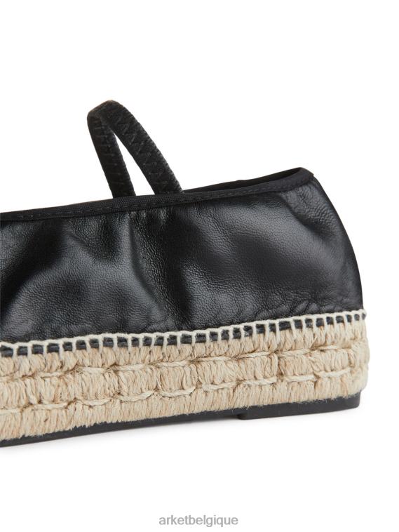 ARKET espadrilles en cuir femmes noir/beige T46DR715 chaussure