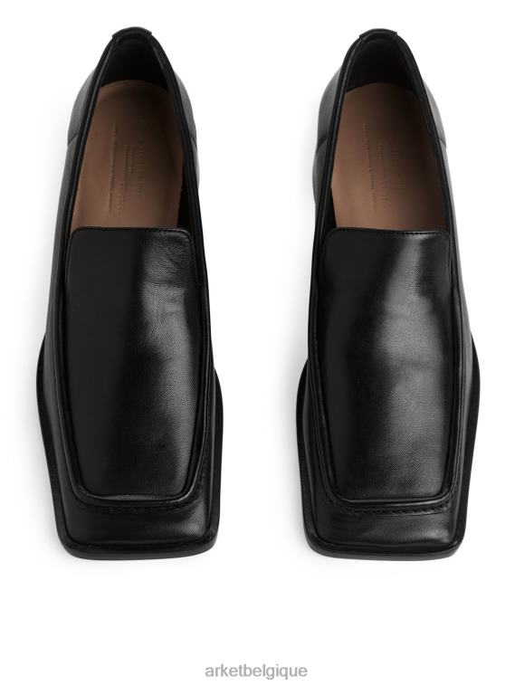 ARKET mocassins en cuir à bout carré femmes noir T46DR689 chaussure