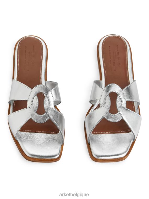 ARKET slip-ins plats en cuir femmes argent T46DR702 chaussure