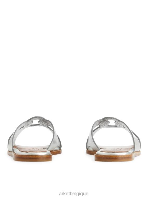 ARKET slip-ins plats en cuir femmes argent T46DR702 chaussure