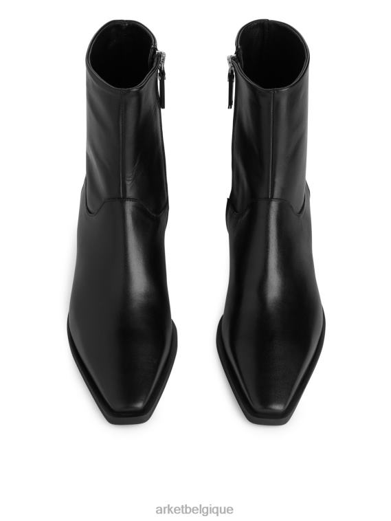 ARKET bottes de cowboy en cuir femmes noir T46DR726 chaussure