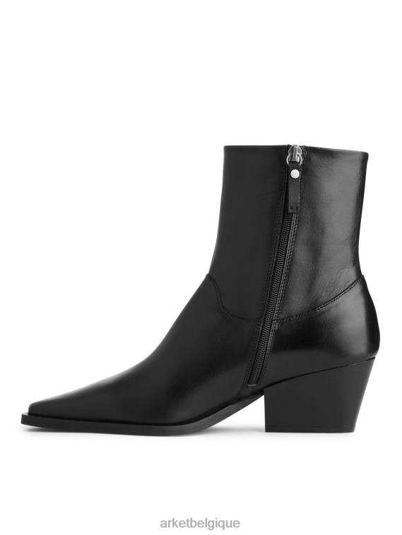 ARKET bottes de cowboy en cuir femmes noir T46DR726 chaussure