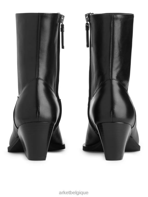 ARKET bottes de cowboy en cuir femmes noir T46DR726 chaussure