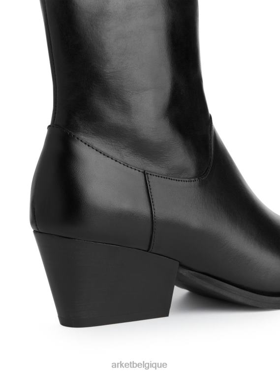 ARKET bottes de cowboy en cuir femmes noir T46DR726 chaussure