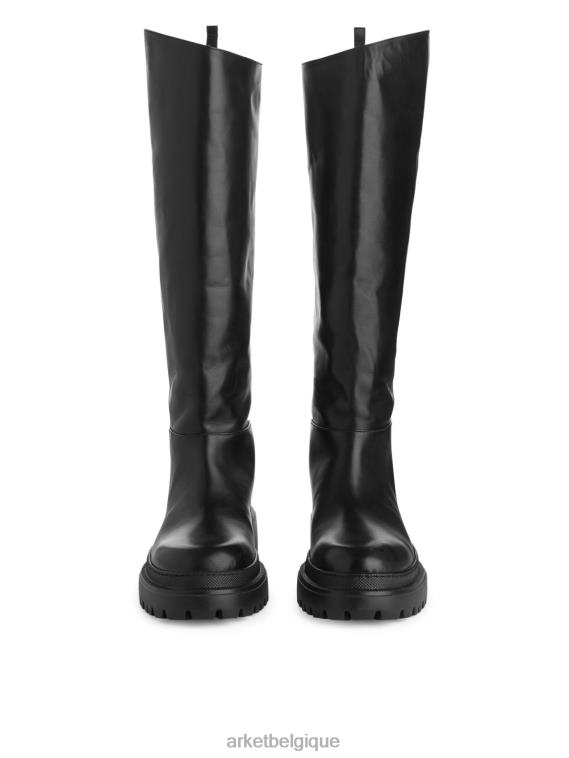 ARKET bottes en cuir épaisses à tige haute femmes noir T46DR740 chaussure