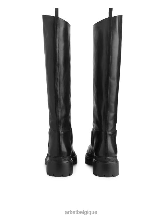 ARKET bottes en cuir épaisses à tige haute femmes noir T46DR740 chaussure