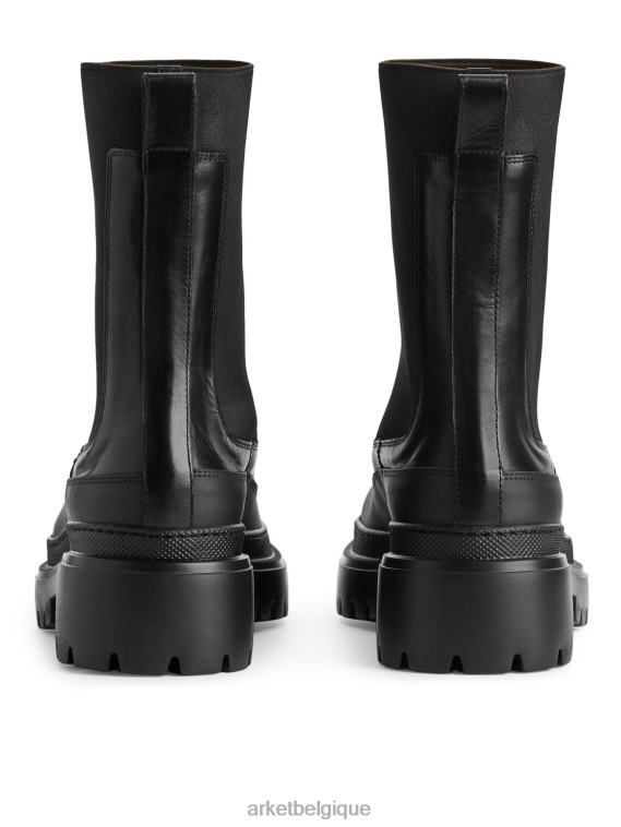 ARKET bottes en cuir à semelle épaisse femmes noir T46DR724 chaussure