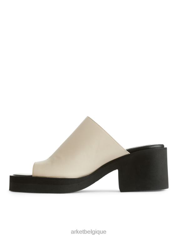 ARKET grosses sandales à enfiler en cuir femmes blanc cassé/noir T46DR696 chaussure