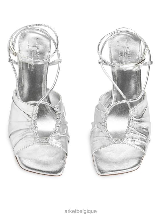 ARKET sandales à talons en cuir femmes argent T46DR693 chaussure