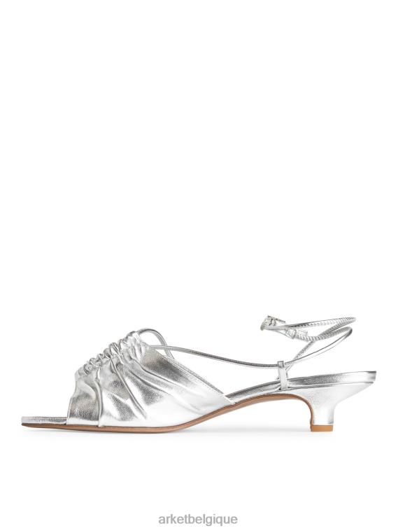 ARKET sandales à talons en cuir femmes argent T46DR693 chaussure