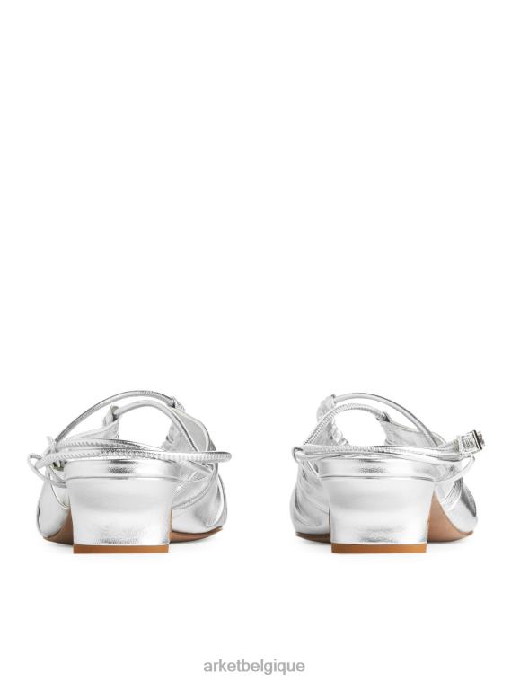 ARKET sandales à talons en cuir femmes argent T46DR693 chaussure