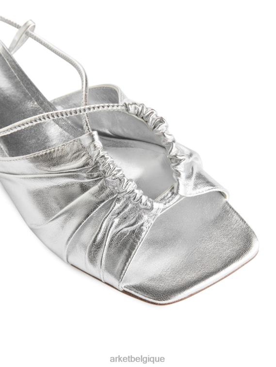 ARKET sandales à talons en cuir femmes argent T46DR693 chaussure