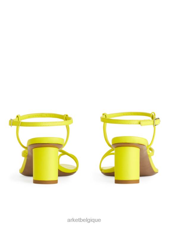 ARKET sandales à talons en cuir femmes jaune fluo T46DR695 chaussure