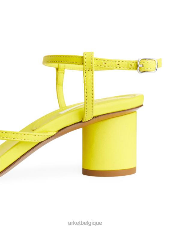 ARKET sandales à talons en cuir femmes jaune fluo T46DR695 chaussure