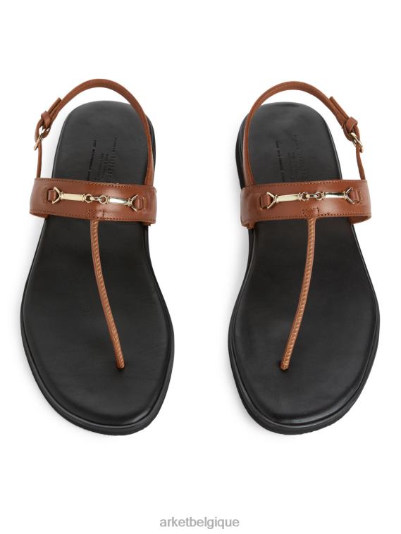 ARKET tongs en cuir femmes brun T46DR706 chaussure