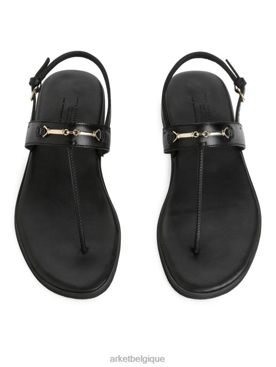 ARKET tongs en cuir femmes noir T46DR707 chaussure